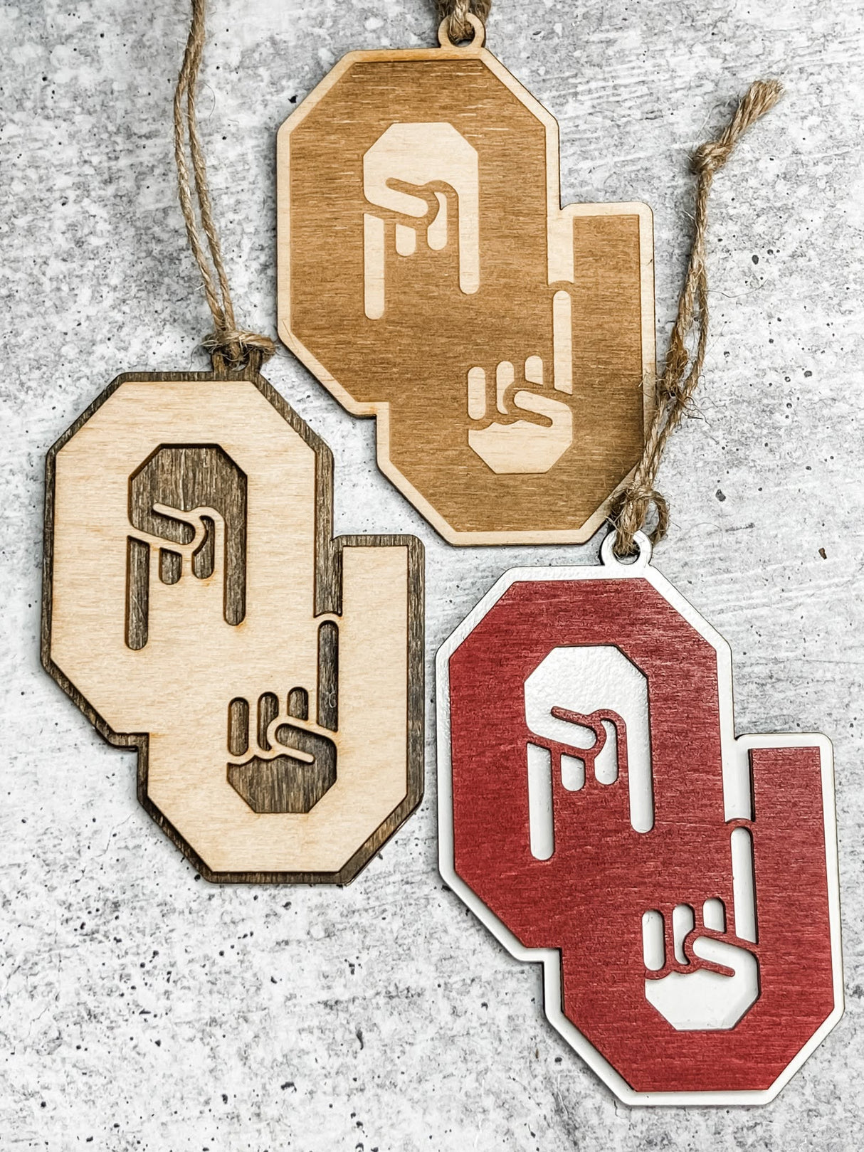 OU Horns Down Ornaments
