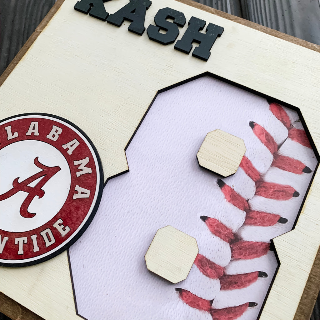 personalized baseball sign with name number and team name