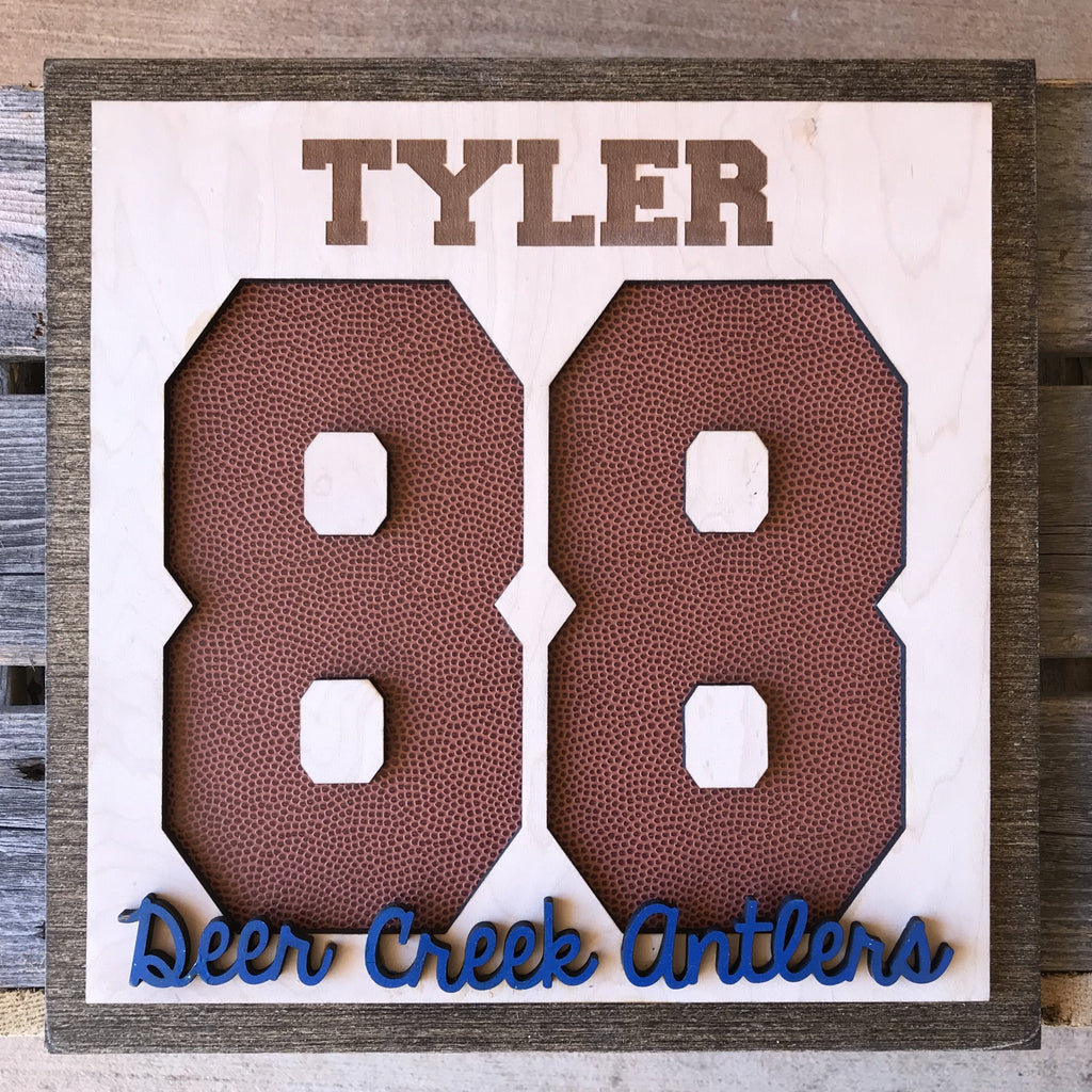 personalized football sign with number player and team name