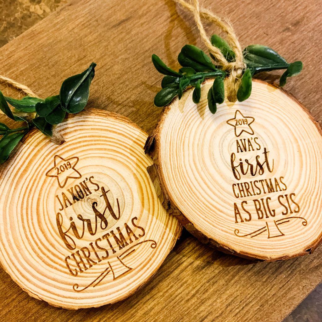 Baby's First Christmas wood slice ornament