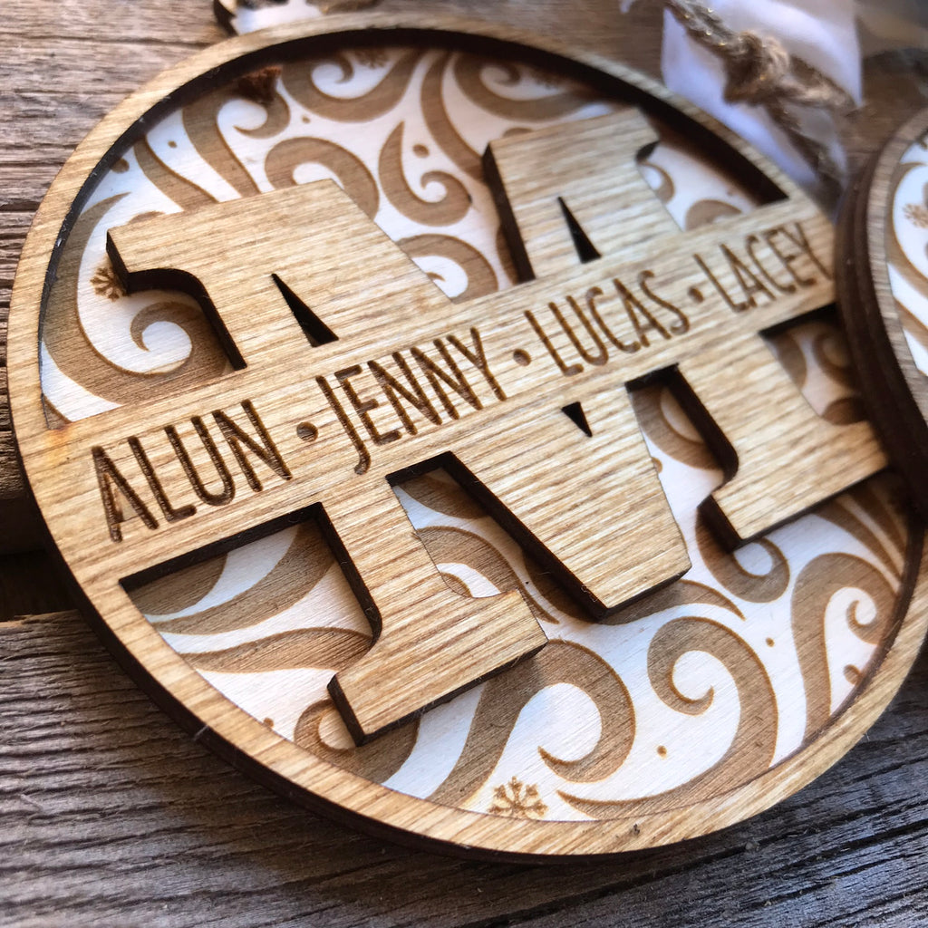 personalized monogram ornament with names