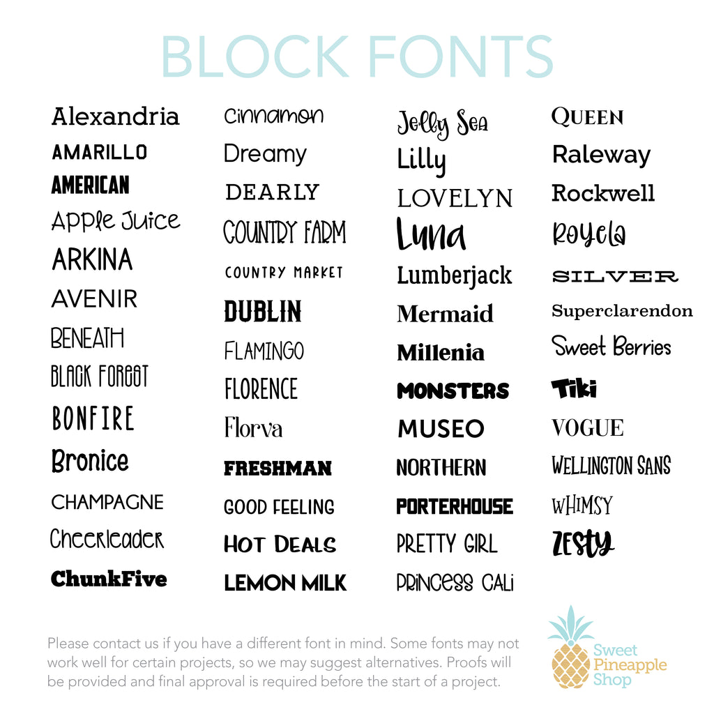 block font options